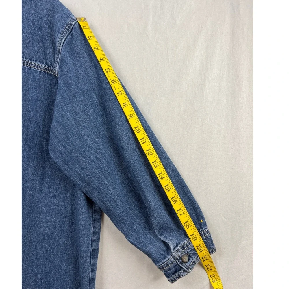 Old Navy Denim Shift Dress Womens XL Blue Long Sleeve Button Pocket Tunic - Picture 6 of 8